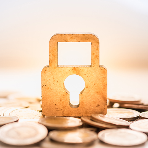 padlock on top of coins safe money retirement income strategies